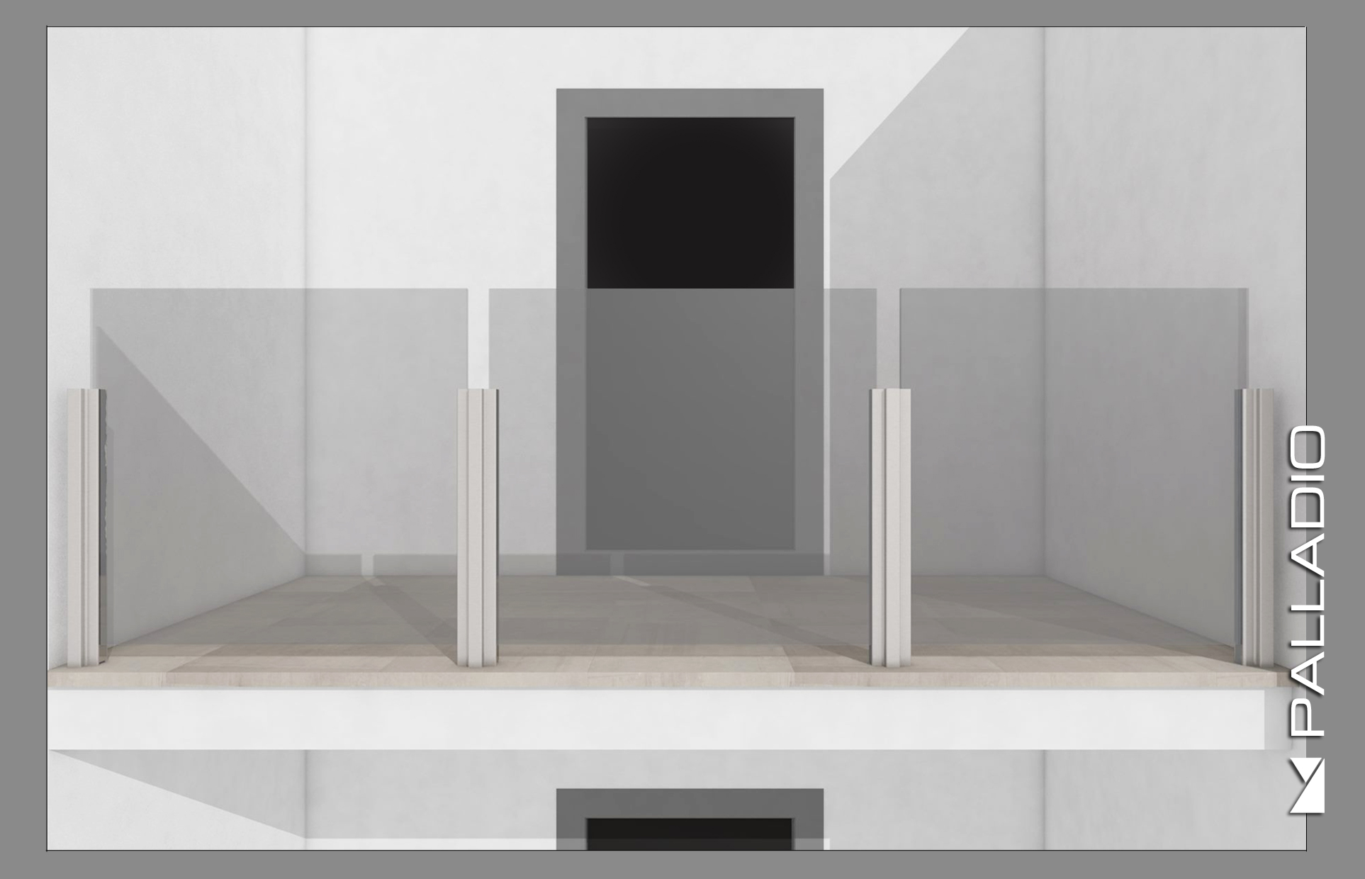 parapetto palladio alluminio vetro 2 est